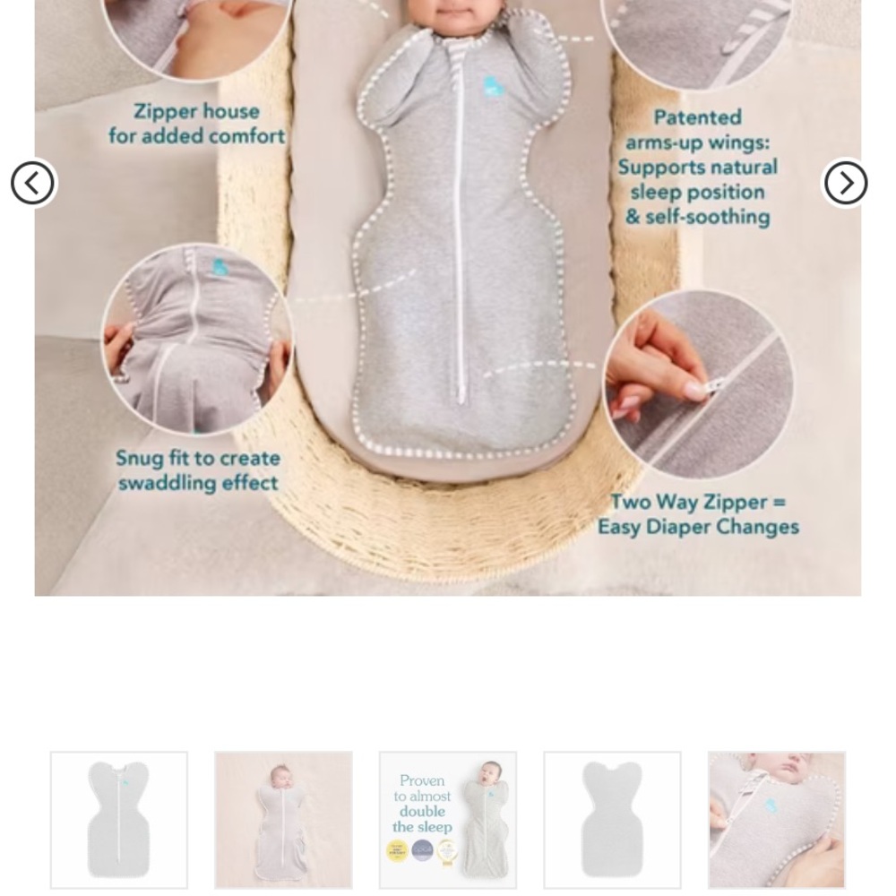 Love to Dream Gray Baby Swaddle Sack